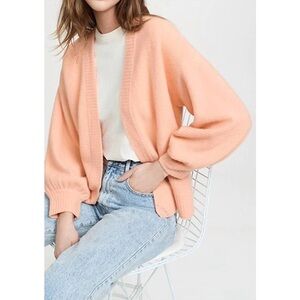 NWT NAADAM Coastal Cashmere Cardigan Peach open Front Sweater